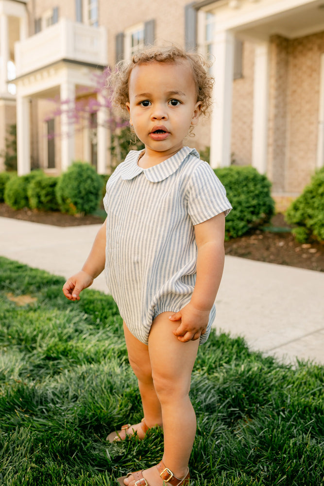 Little Paper Kids - Nolan Bubble - Ocean Stripe Linen