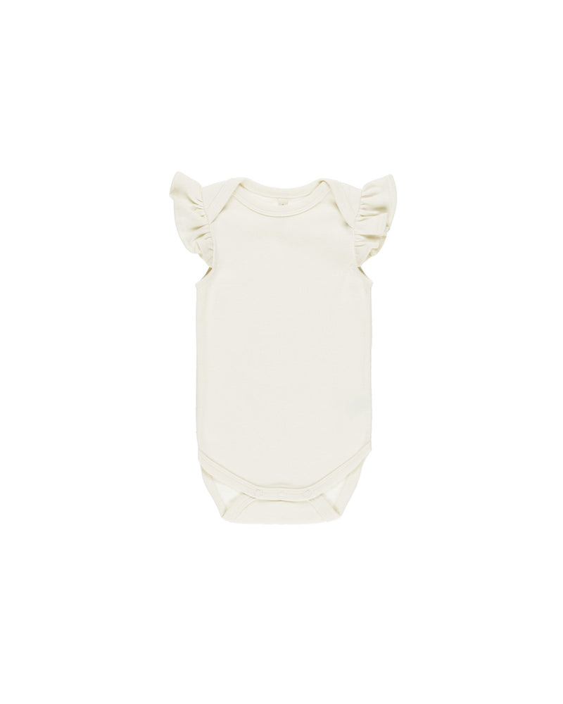 Quincy Mae - Ivory Flutter Sleeve Bodysuit