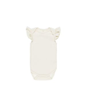 Quincy Mae - Ivory Flutter Sleeve Bodysuit