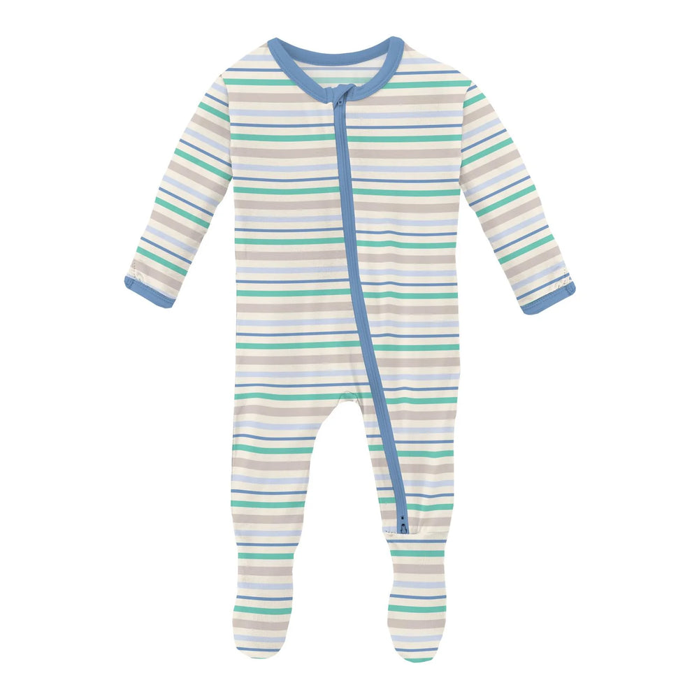 Kickee Pants - Print Footie with 2 Way Zipper in Mythical Stripe