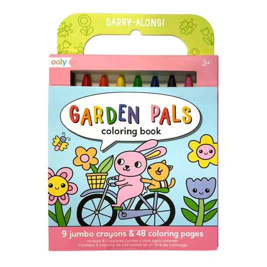 Ooly - Carry Along! Coloring Book and Crayon Set - Garden Pals - Set of 9 Crayons