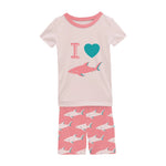 Kickee Pants - Short Sleeve Graphic Tee Pajama Set with Shorts in Strawberry Sharky
