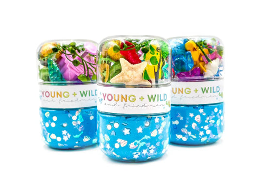 Young Wild and Friedman Ocean Grab & Go Dough Jar with colorful, resealable container for easy baking and play activities.