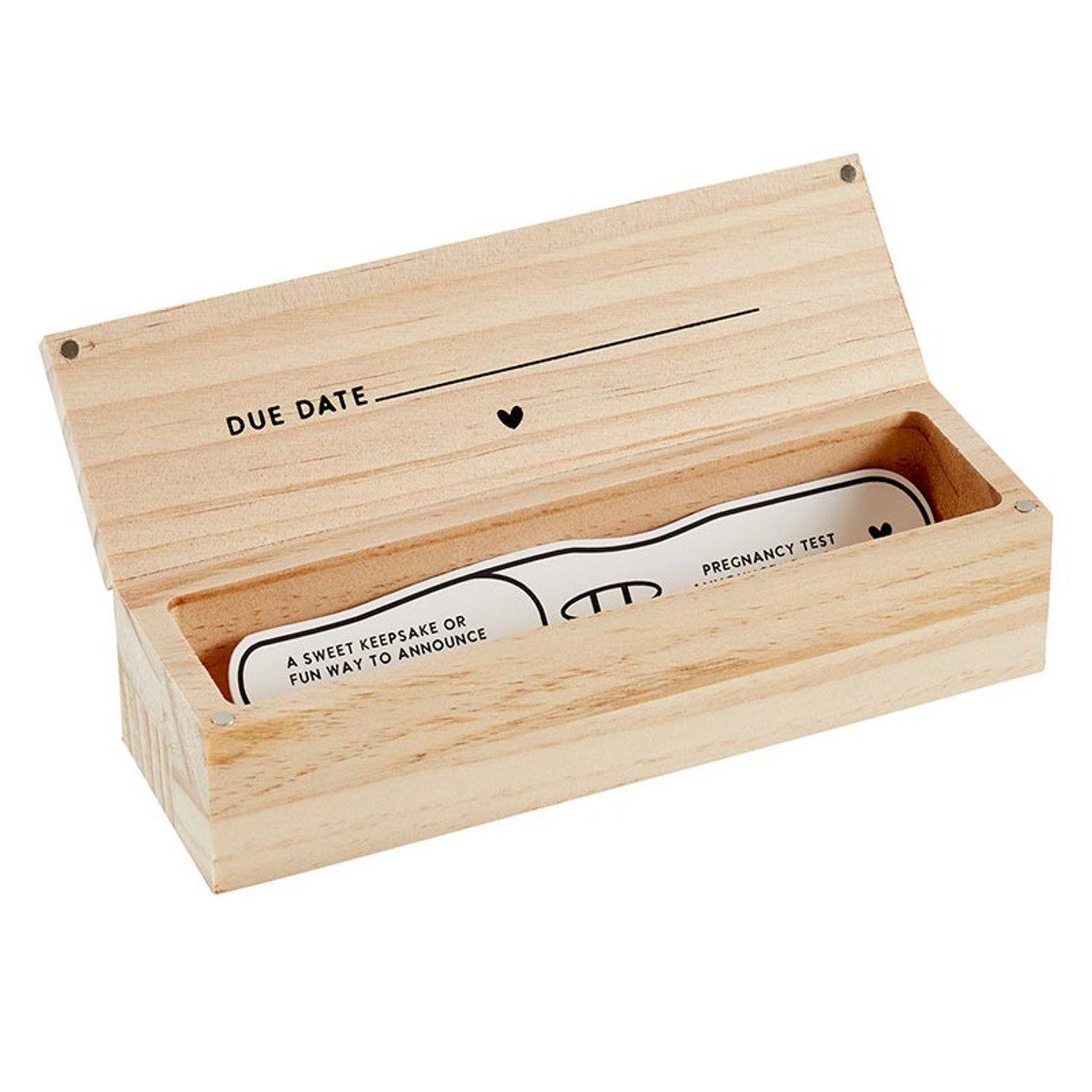 Sweet E's Children's Boutique Stephan Baby pregnancy test announcement box with decorative design and "Coming Soon" message.