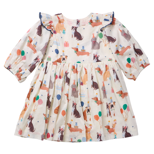 Pink Chicken Party Pets Girls Brooke Dress in fall colors, featuring a playful design and comfortable fit for kids.