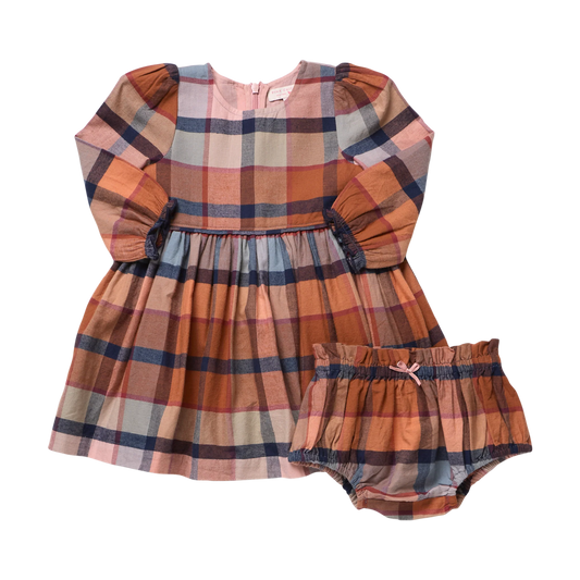 Hayride Plaid Baby Girls Mae Dress Set