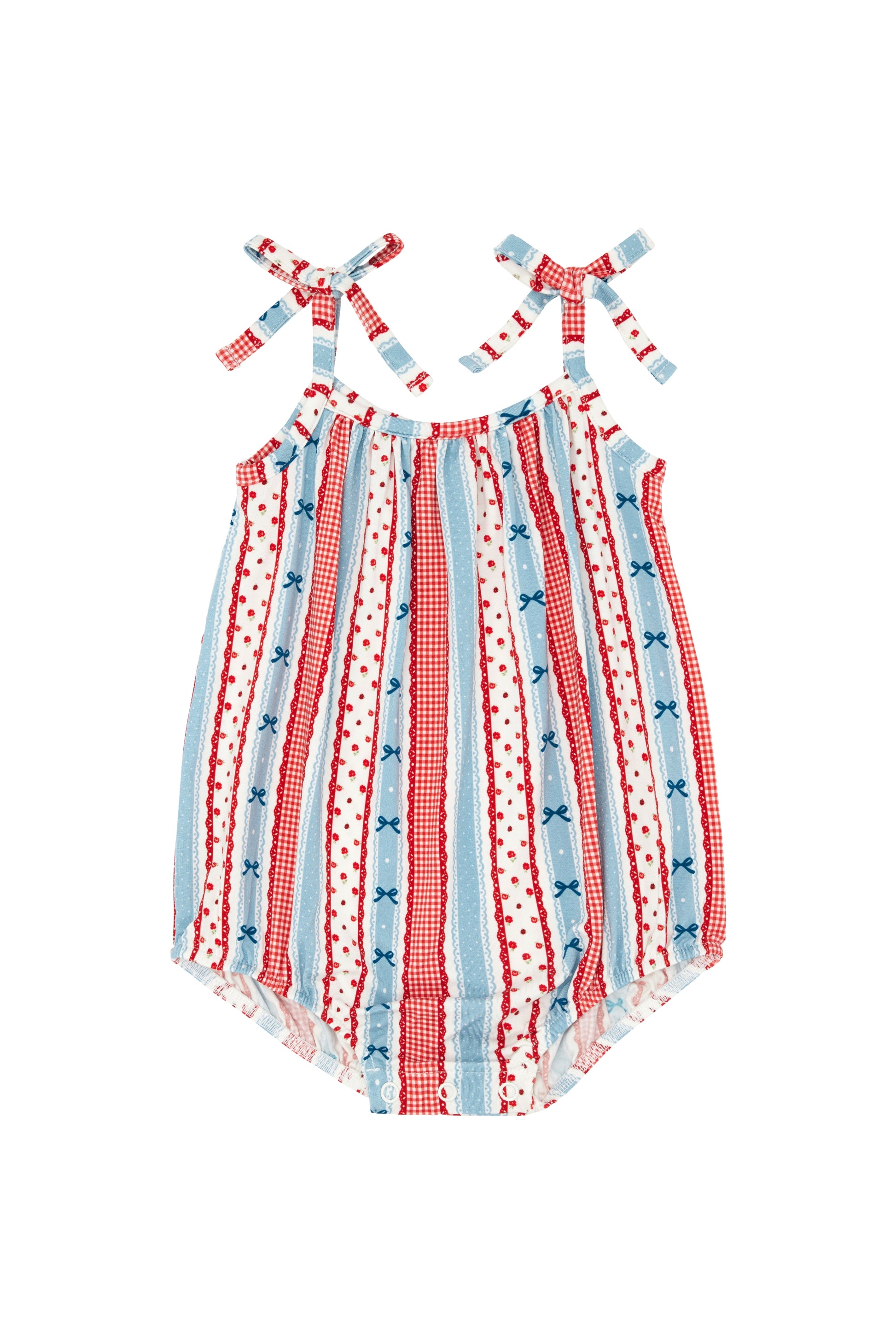 In My Jammers Heritage Striped Bubble Romper for babies, featuring colorful striped pattern and comfortable fabric.