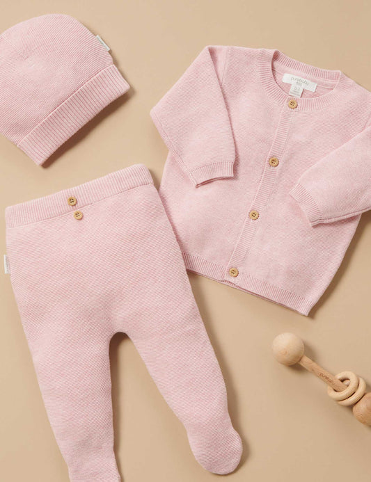 Purebaby - Pink Textured Cardigan and Legging Set