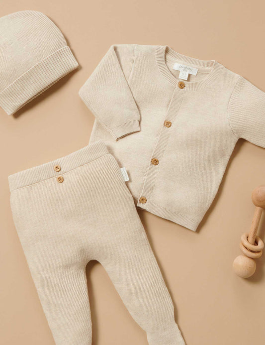 Purebaby - Wheat Textured Cardigan and Legging Set