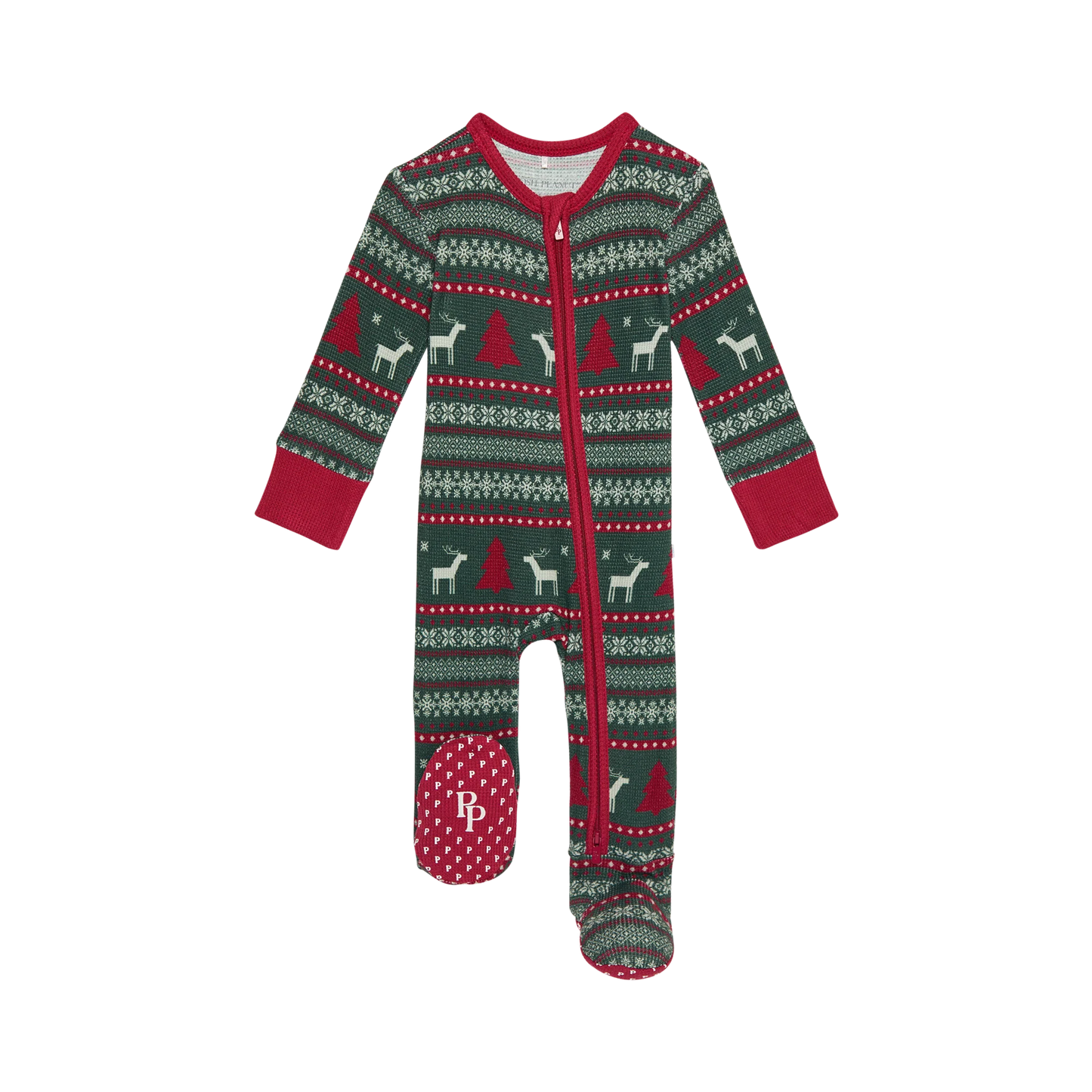 Posh Peanut - Holiday Fair Isle - Footie Zippered One Piece