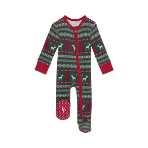 Posh Peanut - Holiday Fair Isle - Footie Zippered One Piece