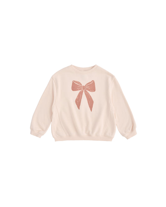 Pink Bow Racer sweatshirt by Rylee & Cru featuring a comfortable fit and playful bow design on the front.