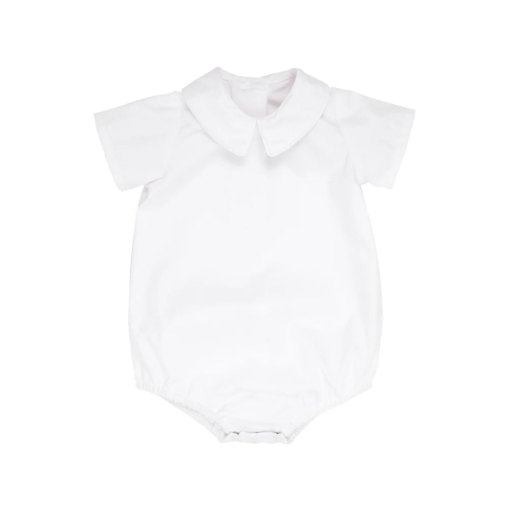The Beaufort Bonnet Company - White Peter Pan Shirt - Woven Short Sleeve Onesie