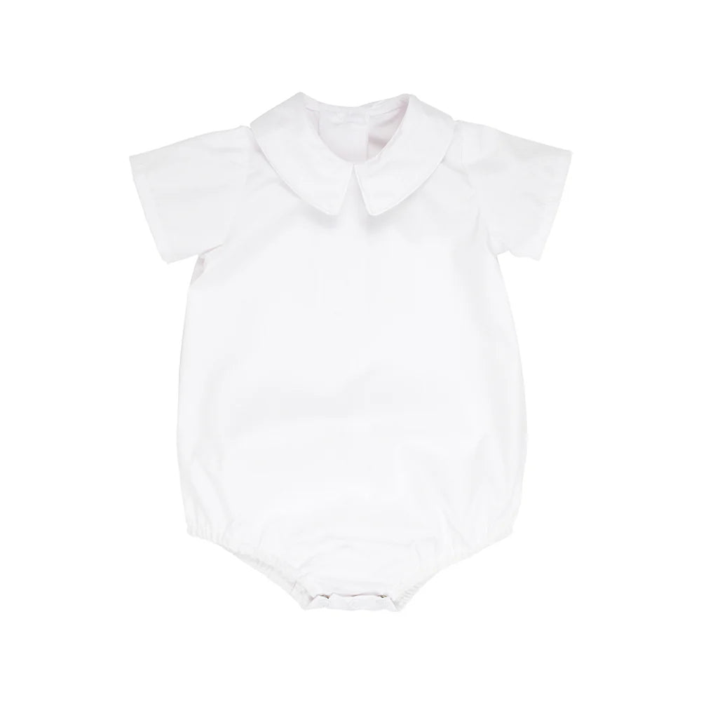 The Beaufort Bonnet Company - Worth Avenue White Peter Pan Shirt - Woven Short Sleeve Onesie