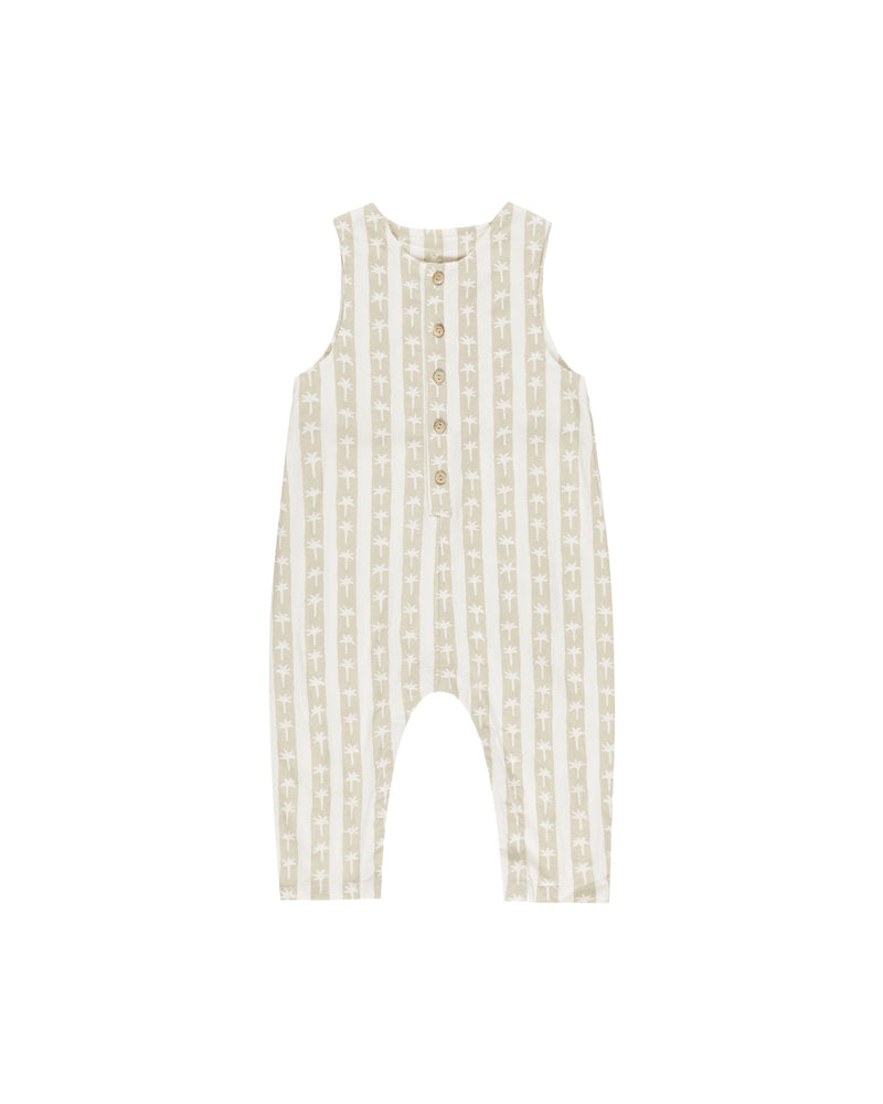 Rylee & Cru - Palm Stripe Button Jumpsuit