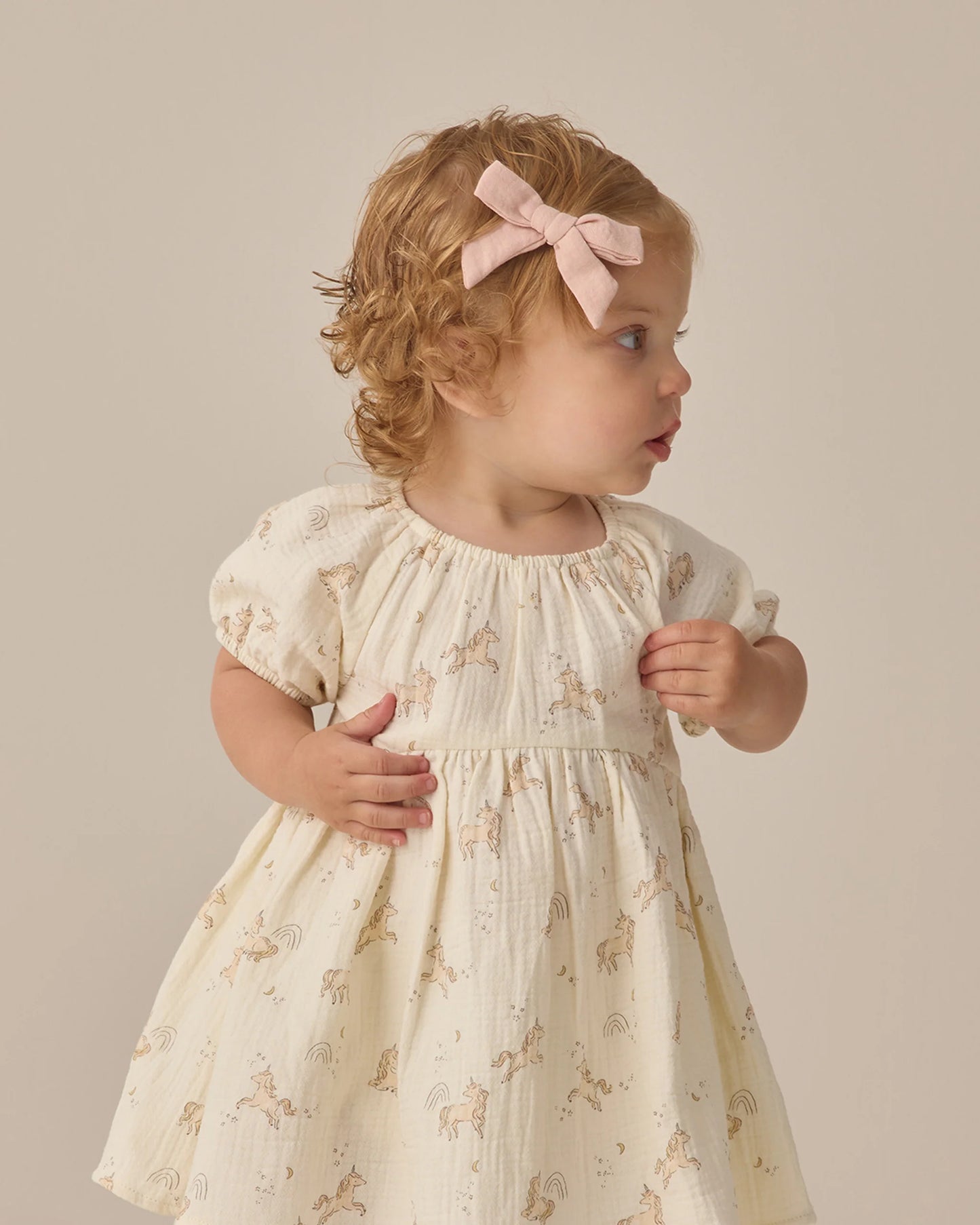 Set of three Quincy Mae Sky, Blush, Poppy Bow clips featuring colorful fabric bows with clip fasteners for children's accessories.