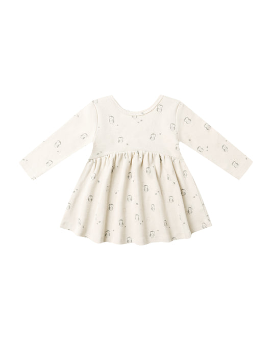 Owls Ribbed Longsleeve Dress