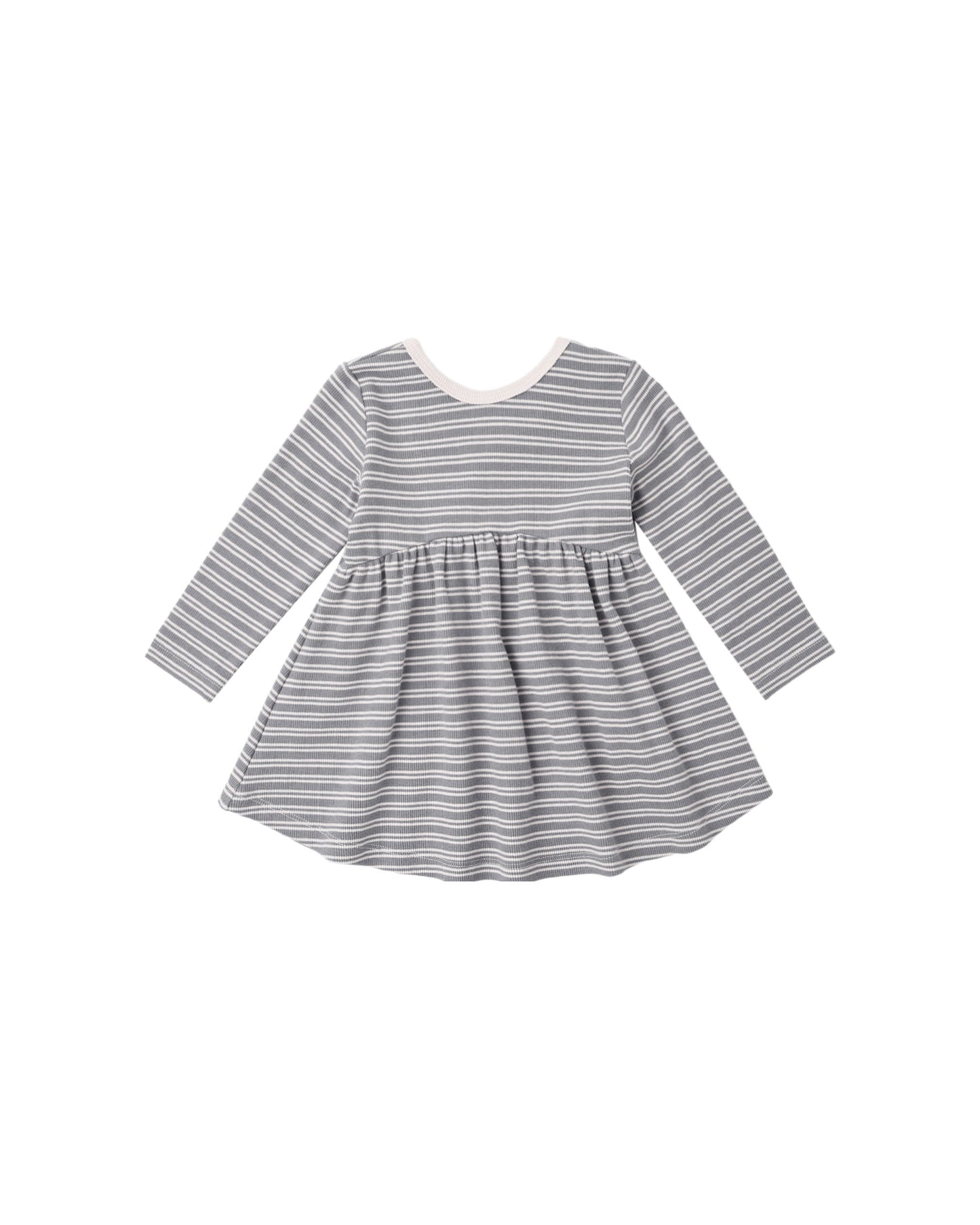 Slate Microstripe Ribbed Long Sleeve Dress