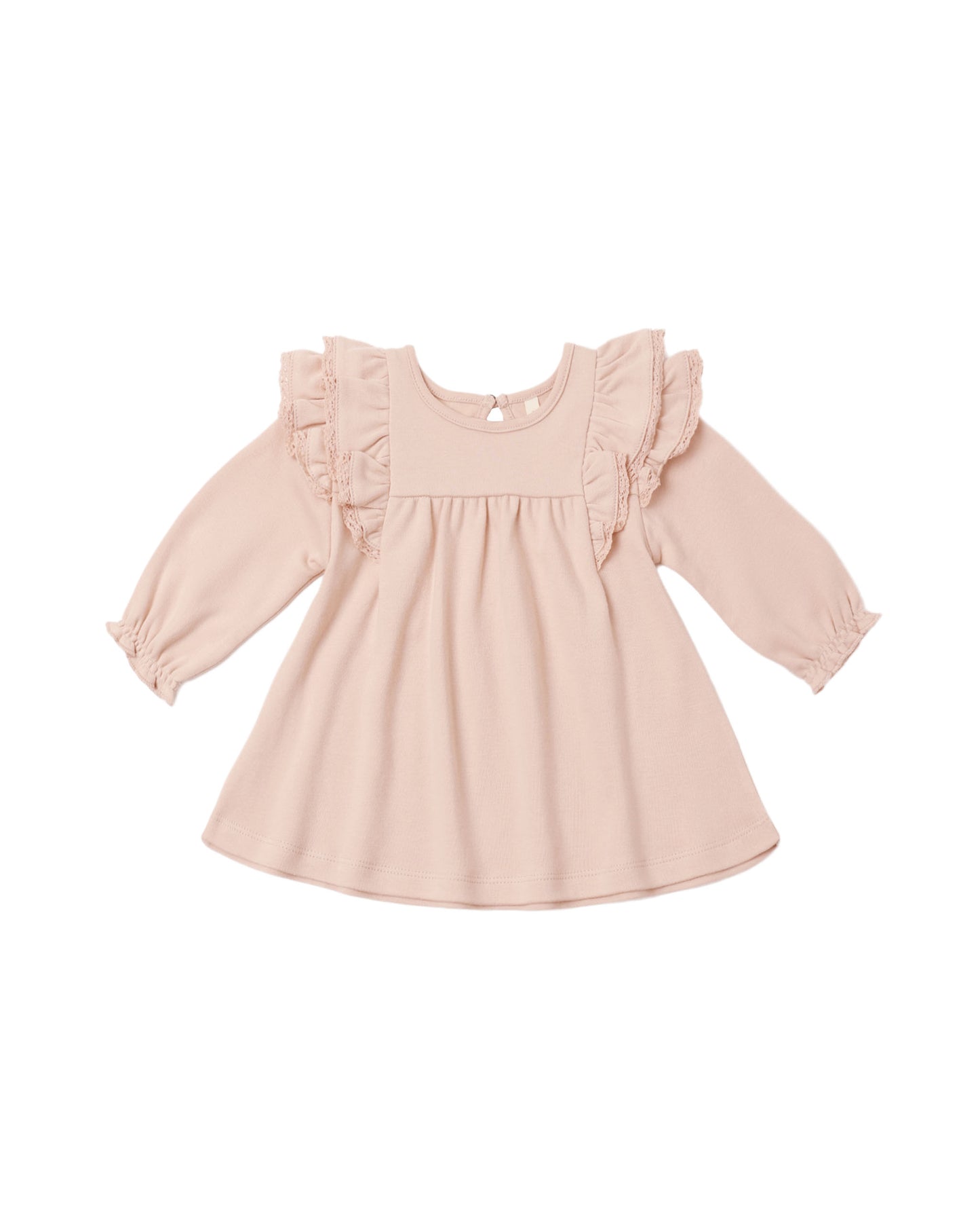 Dusty Rose Long Sleeve Flutter Dress