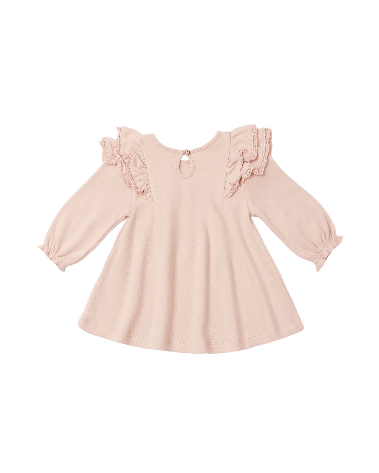 Dusty Rose Long Sleeve Flutter Dress
