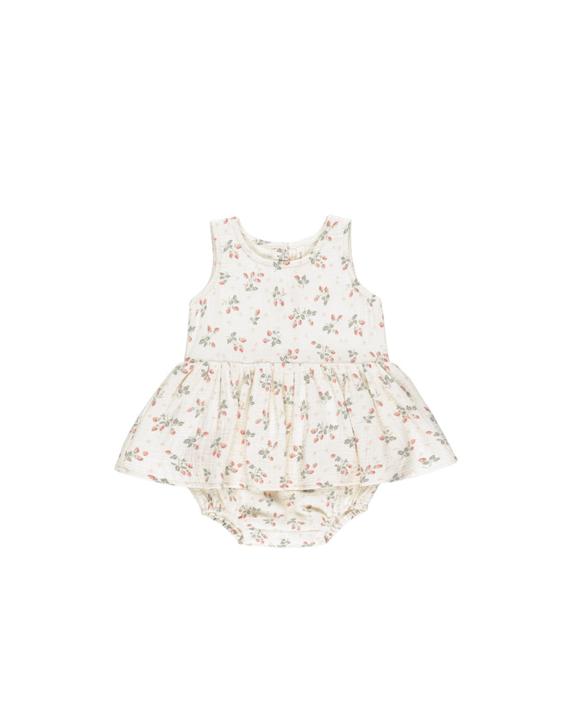 Quincy Mae - Strawberries Skirted Tank Romper