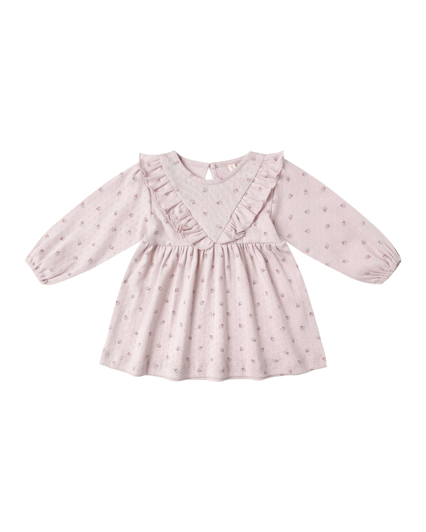 Lilac Ditsy Long Sleeve Ruffle V Dress