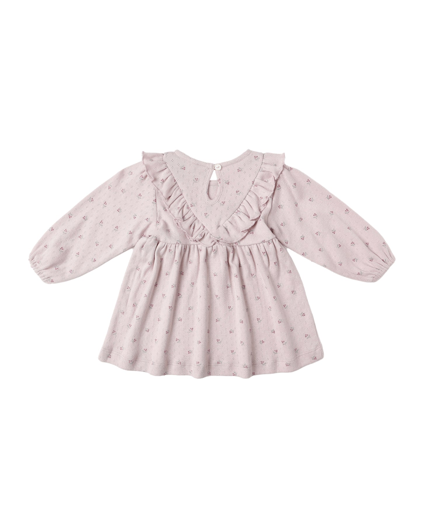 Lilac Ditsy Long Sleeve Ruffle V Dress