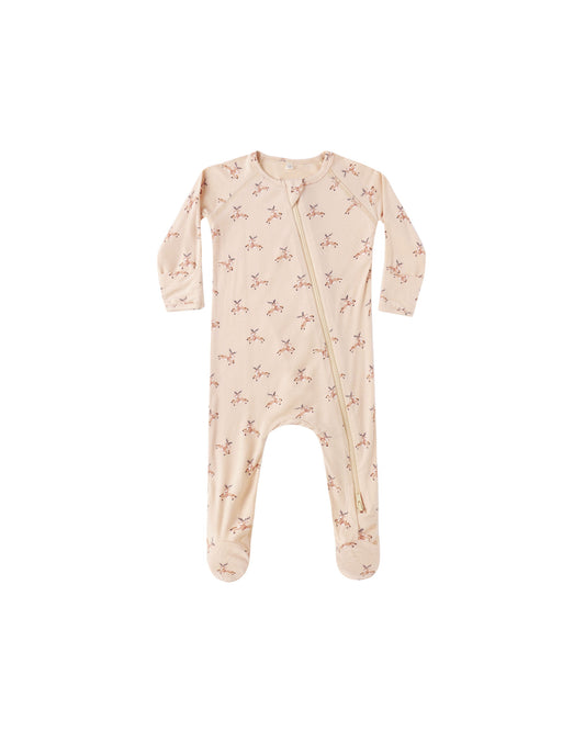 Reindeer Bamboo Zip Footie