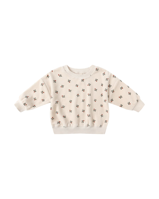 Holly Berry Velour Relaxed Sweatshirt