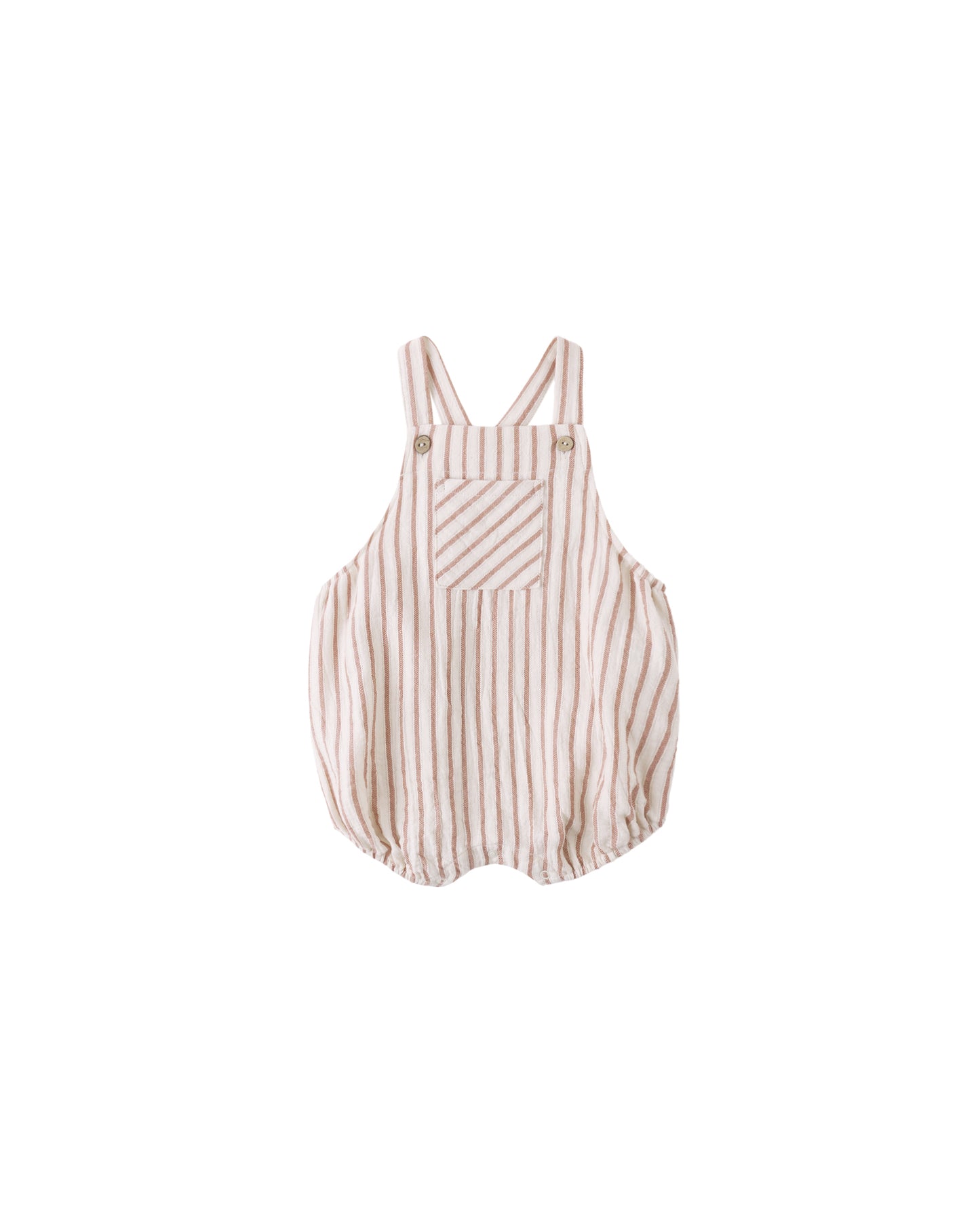 Vintage stripe Hayes romper by Quincy Mae, natural-colored cotton fabric with a relaxed fit and playful stripe pattern.
