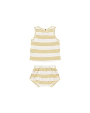 Quincy Mae - Yellow Stripe Terry Tank + Short Set