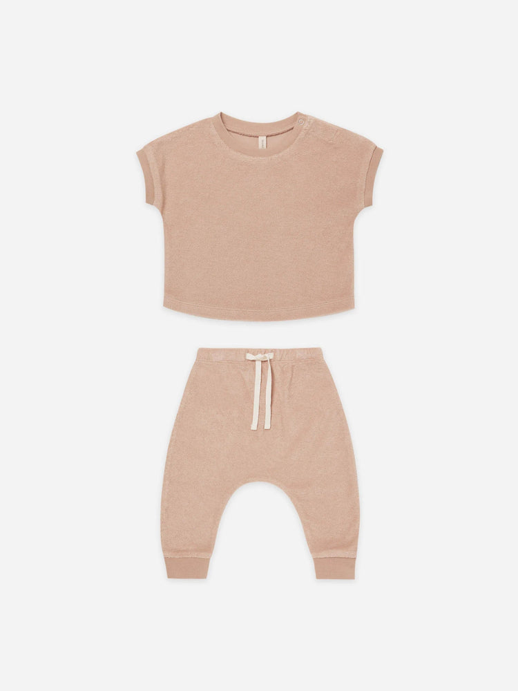 Quincy Mae - Blush Terry Tee + Pant Set