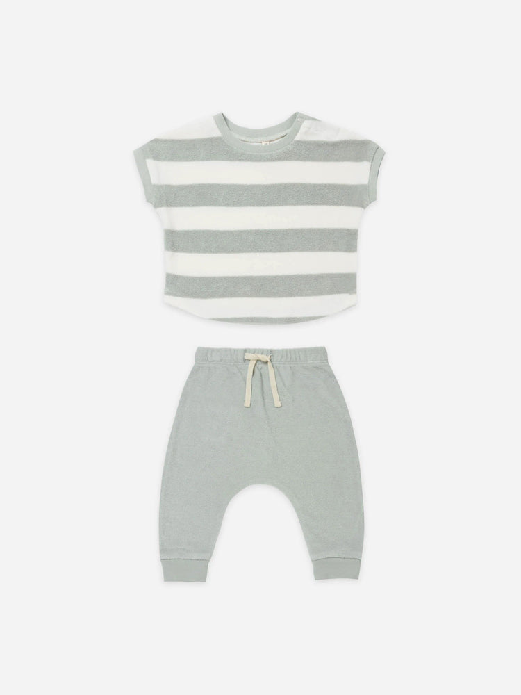 Quincy Mae - Sky Stripe Terry Tee + Pant Set