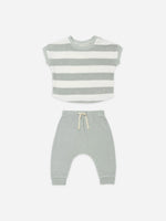 Quincy Mae - Sky Stripe Terry Tee + Pant Set