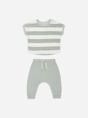 Quincy Mae - Sky Stripe Terry Tee + Pant Set