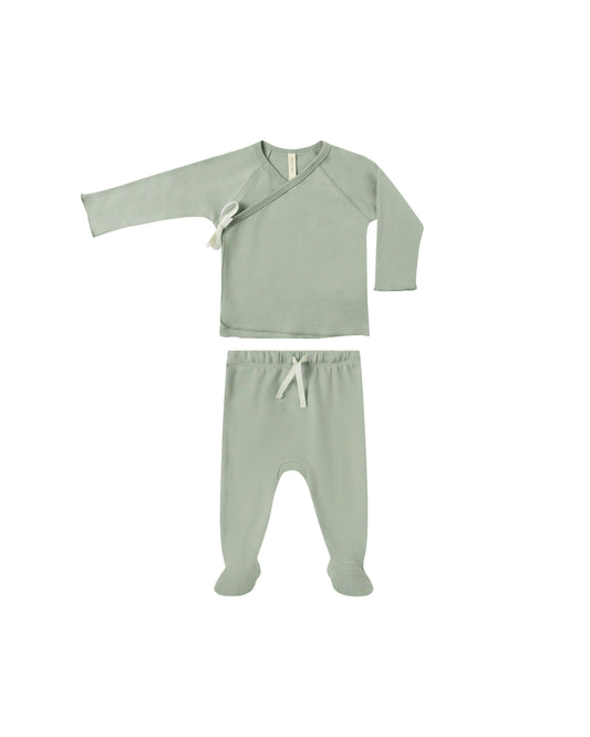 Fern Wrap Top + Footed Pant Set
