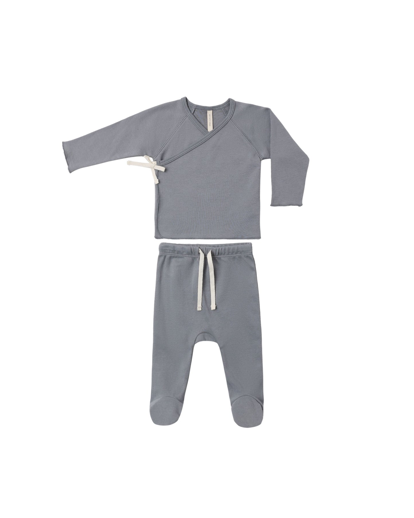Slate Wrap Top + Footed Pant Set