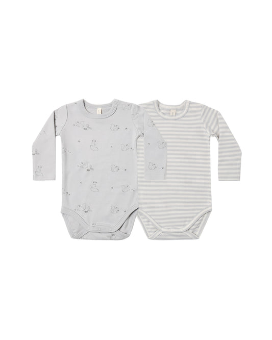 Squirrel, Cloud Stripe Jersey Bodysuit 2 Pack