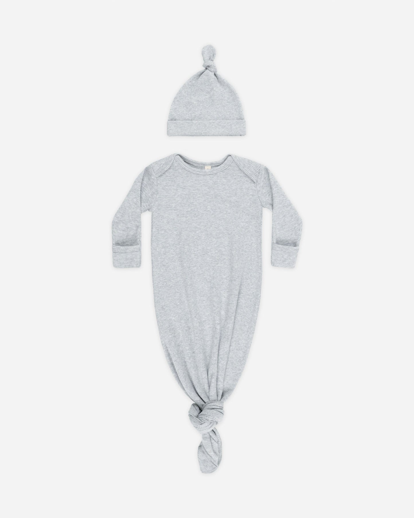 Dusty Blue Knotted Baby Gown + Hat