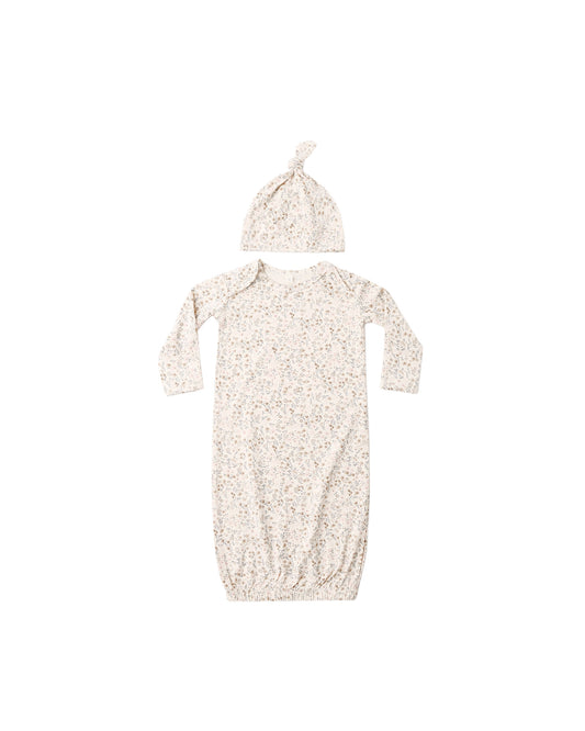 Bloom Bamboo Baby Gown + Hat Set