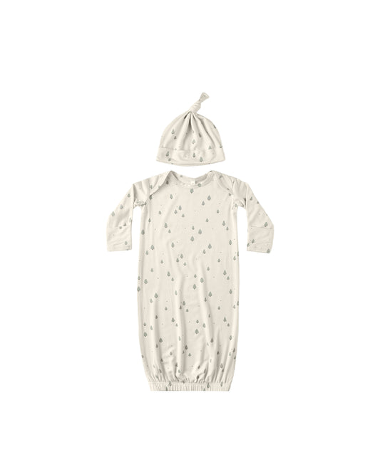 Trees Bamboo Baby Gown + Hat Set