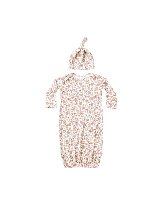 Bloom Bamboo Baby Gown + Hat Set
