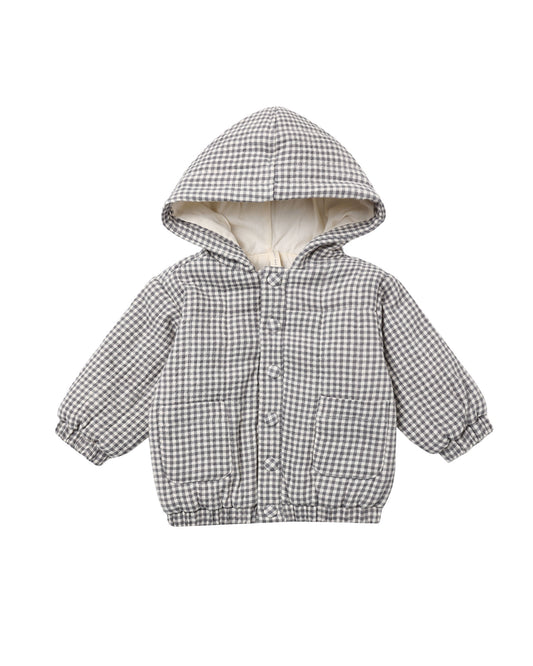 Midnight Gingham Hooded Woven Jacket