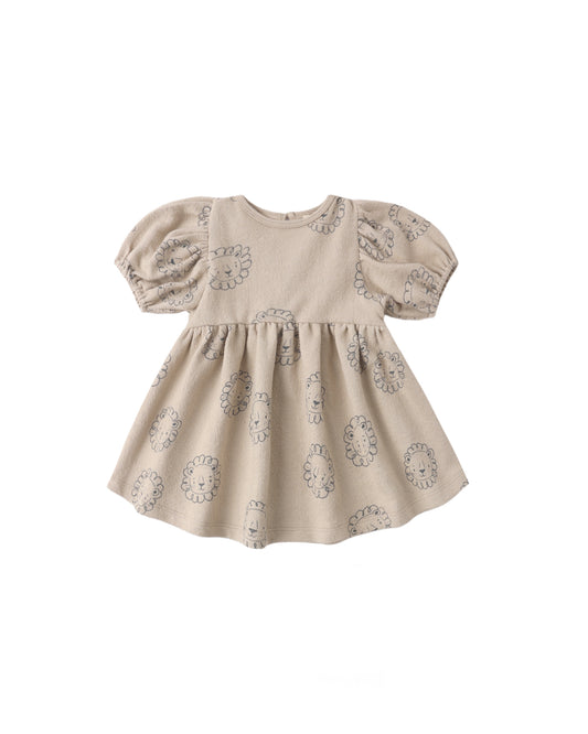 Lyric Darla dress by Quincy Mae in soft oat color, featuring a cozy, casual design with long sleeves and ribbed details.