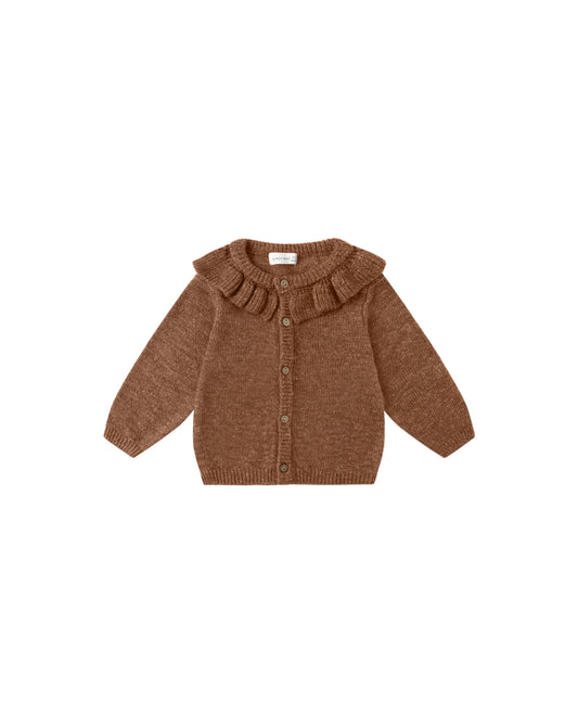 Heathered Cedar Ruffle Collar Cardigan
