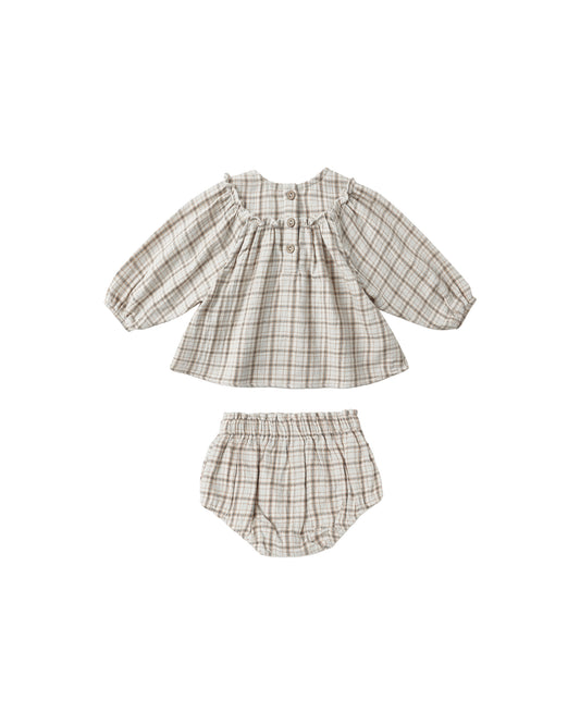 Blue Plaid Mia Top + Bloomer Set
