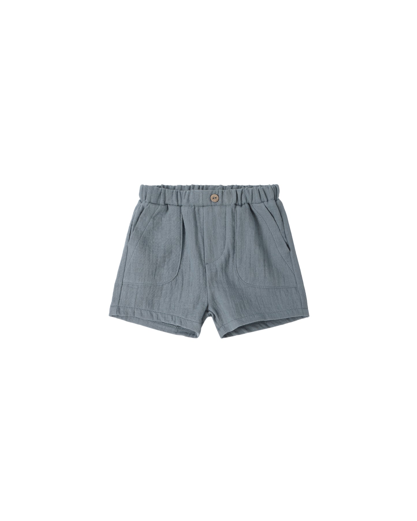 Quincy Mae Ocean Utility Shorts in soft blue fabric with a relaxed fit for comfortable everyday wear