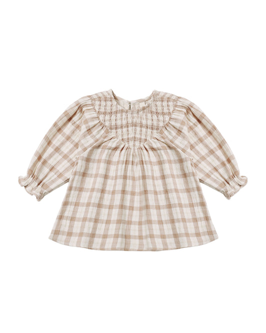 Rustic Plaid V Smocked Dress