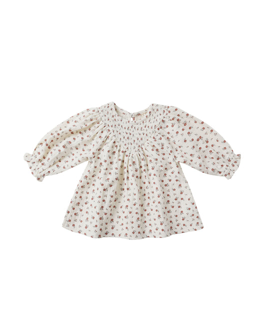 Winter Ditsy V Smocked Dress