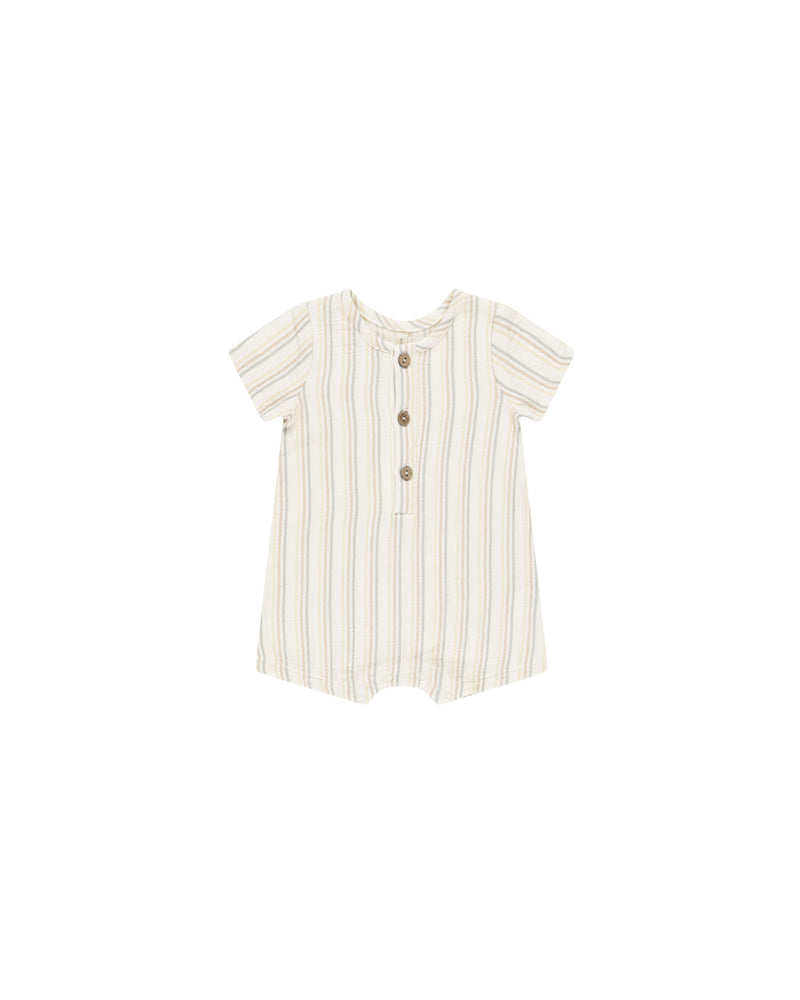 Quincy Mae - Summer Stripe Short Sleeve Woven Romper
